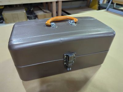 Dan sandblasted and re-painted George (Sag) Sagui's 75 year old tackle box.