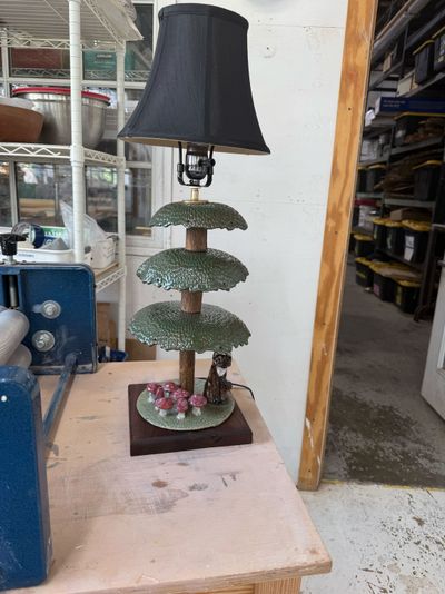 Stacked pottery lamp